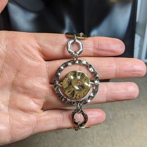 Chico's‎ Silver and Gold Tone Hammered Bracelet